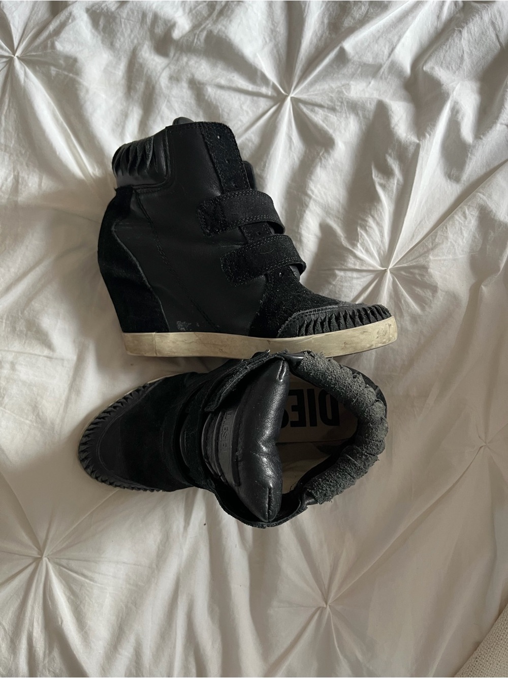 Diesel Black Wedge High-Top Sneaker Boots - Picture 3 of 4